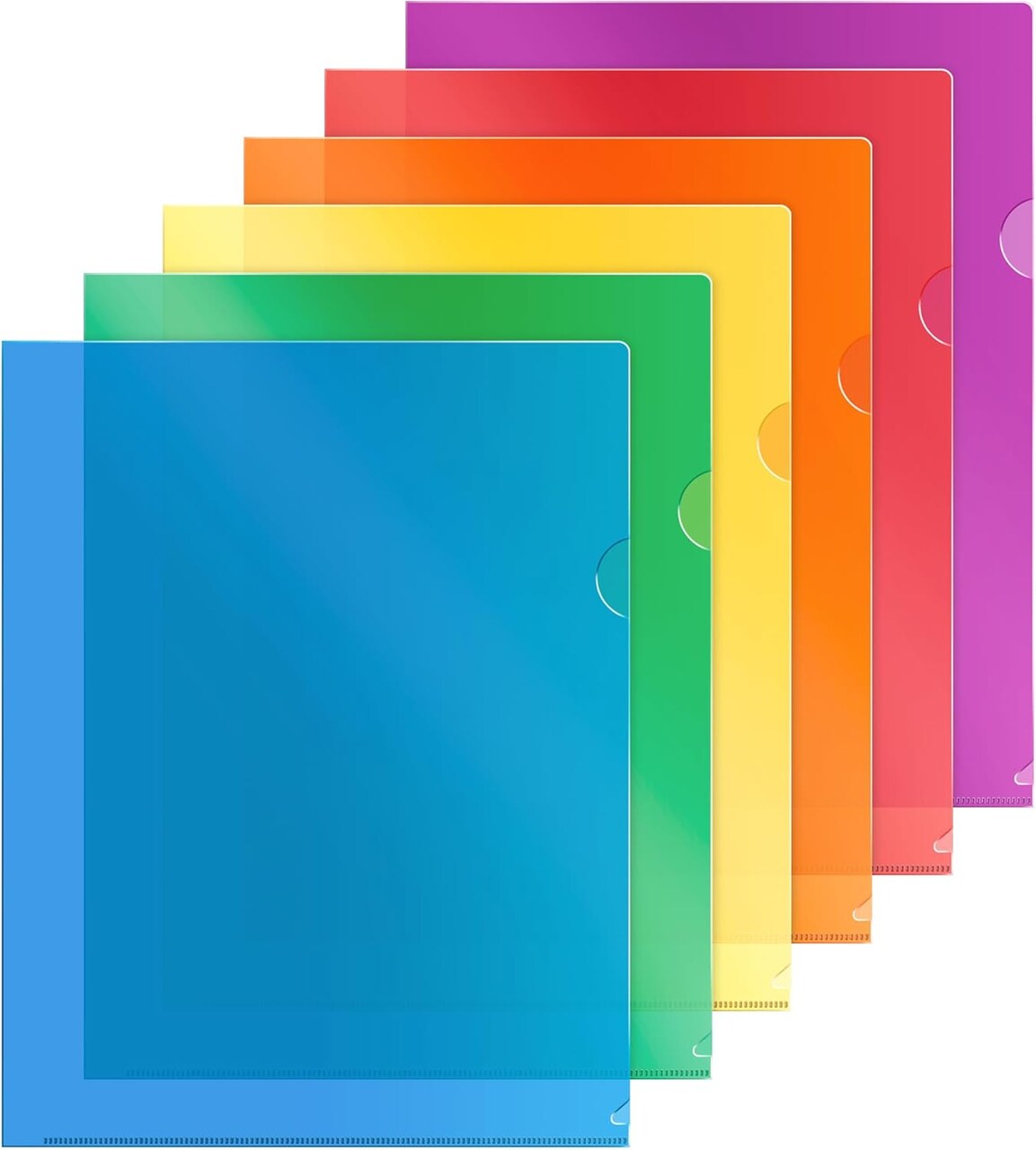 Clear Plastic Folder Sleeves (12 Pack, Assorted Colors) 8.5-x-11-inch Inches